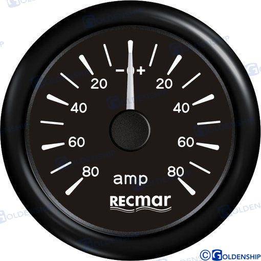 AMPEROMETRO +  - 80 AMP. NERO