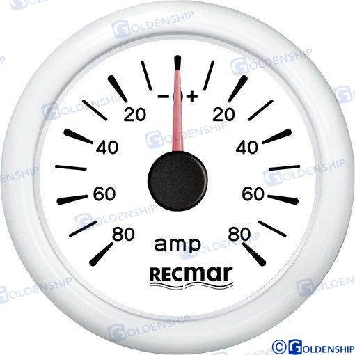 AMPEROMETRO +  - 80 AMP. BIANCO